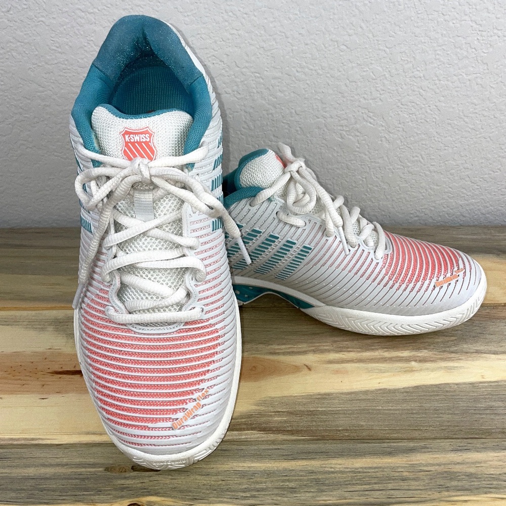 K-Swiss Pickleball Shoes Hypercourt Women's Size 9 White Peach Teal - Picture 2 of 14